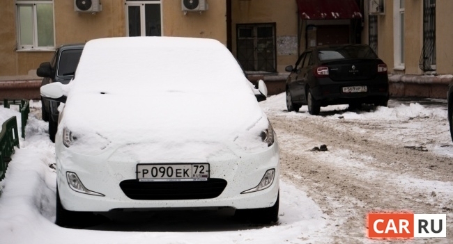 автомобиль, машина, снег, двор, припаркованный, парковка