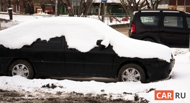 автомобиль, машина, снег, припаркованный, парковка