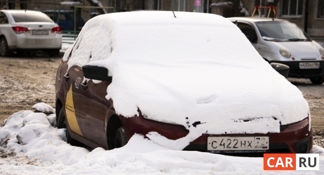 автомобиль, машина, снег, припаркованный, парковка