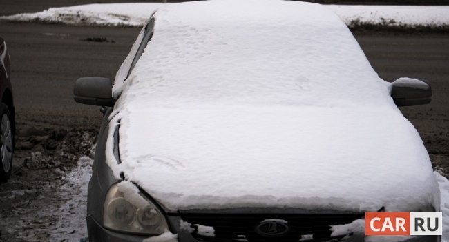 машина, автомобиль, снег, припаркованный, парковка, лада, lada