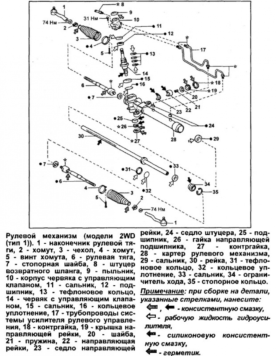 Рулевая рейка тойота схема. Схема рулевого управления Тойота Секвойя 1. Схема рулевой рейки Тойота Калдина.