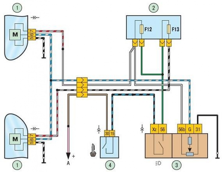 схема подключения электрокорректора фар