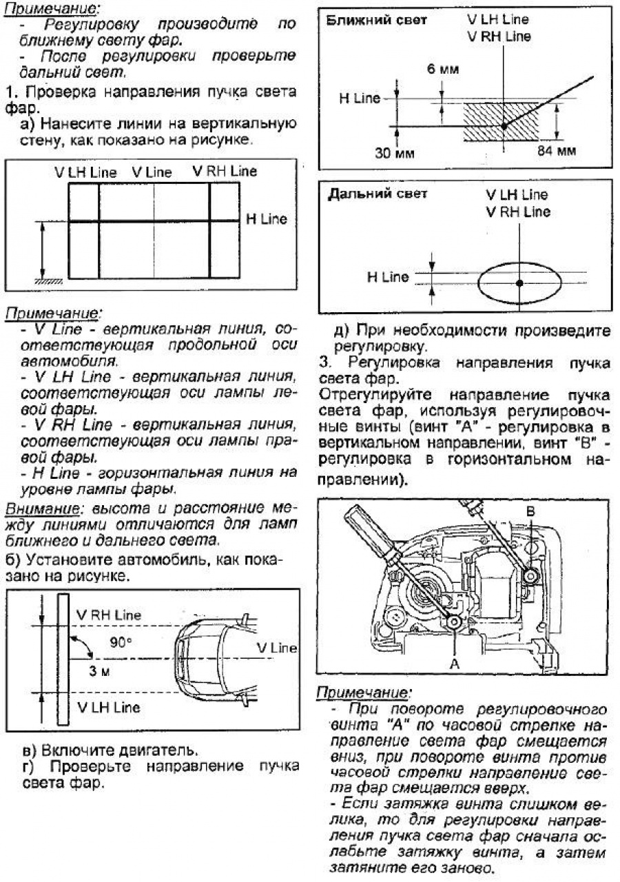 Инструкция по регулировке фары Авенсис т250